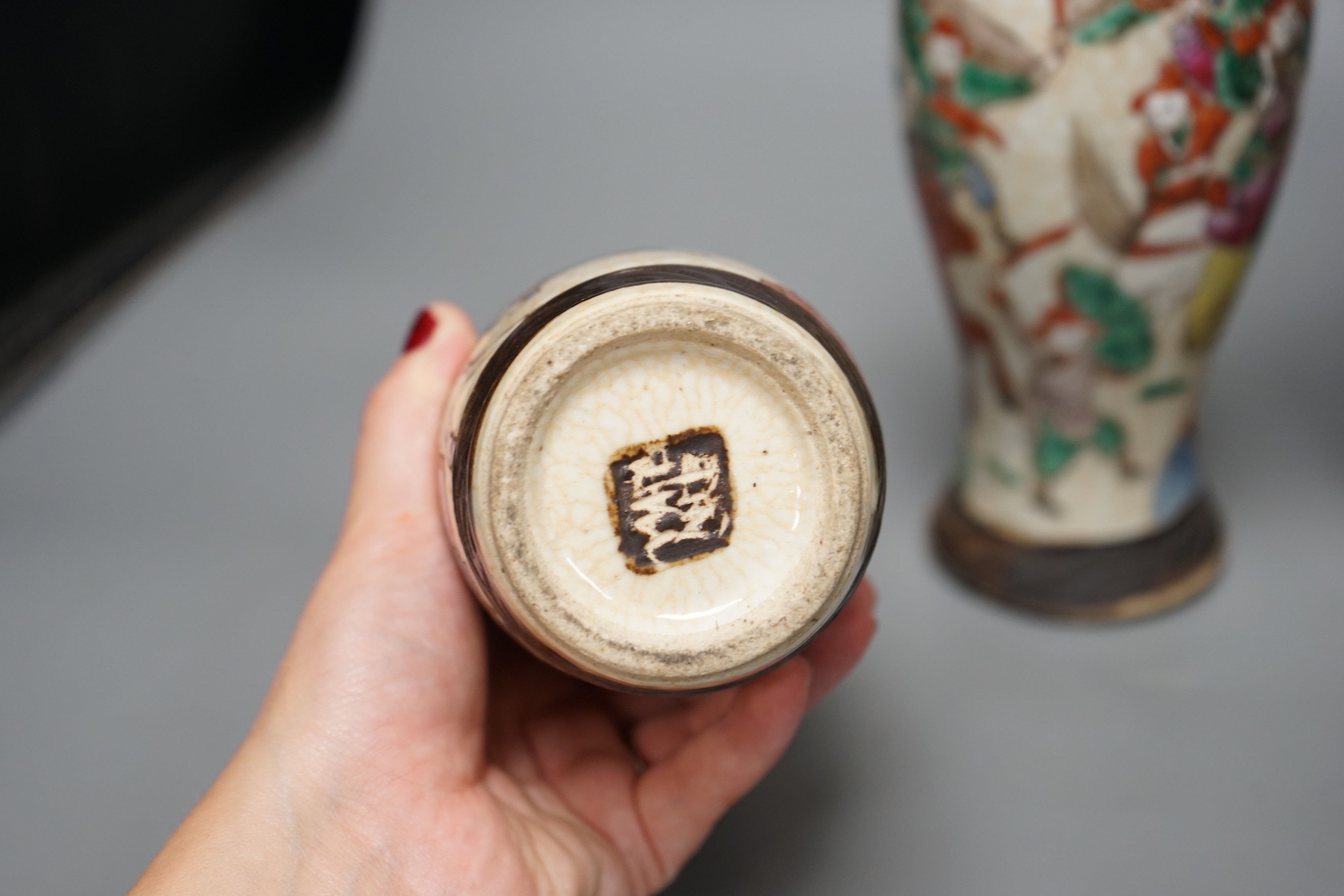 Three Chinese crackle glaze 'warrior' vases, late 19th/early 20th century 30cm